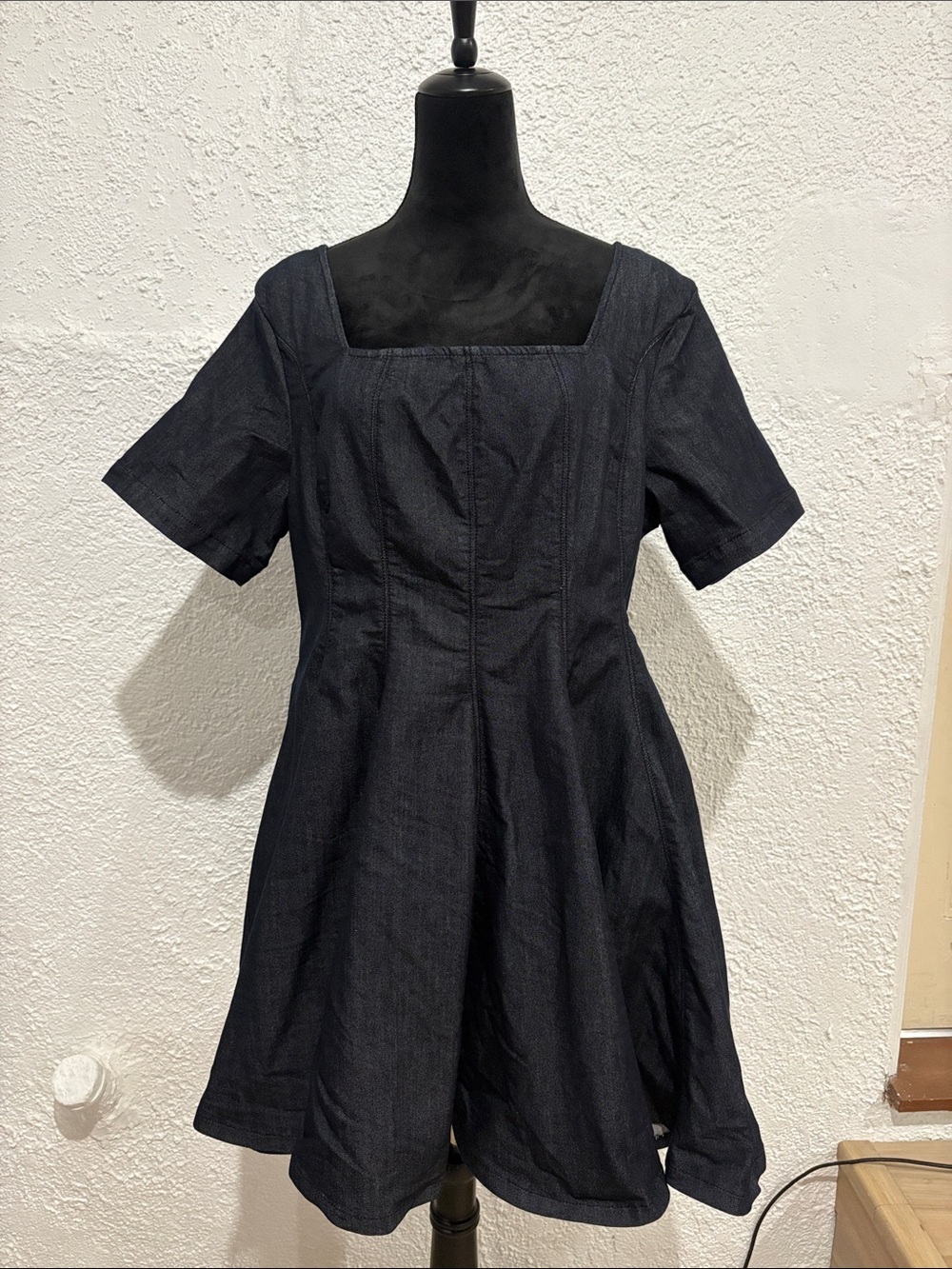 Anthropologie Pilcro Short-Sleeve Square-Neck Denim Mini Dress Size XL - Picture 4 of 10